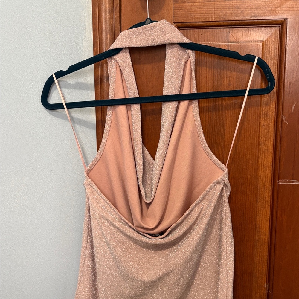 Express | Pink Drape Neck Halter Top - Picture 2 of 5